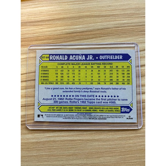 2022 Topps '87 Topps #T8764 Ronald Acuna Jr. - Picture 2 of 2